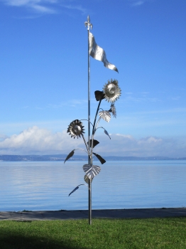 Garten Skulptur Willkommen Edelstahl